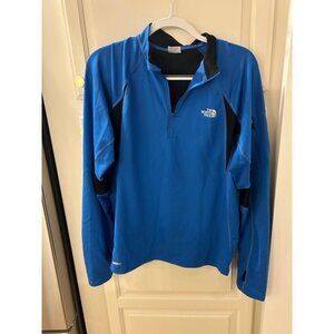 The North Face Athletic Shirt Men's Medium Blue/Black Quarter Zip Long Sleeves